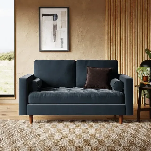 2-Seater Sofa - Navy, Velvet