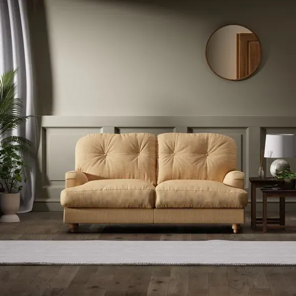2-Seater Sofa - Ochre, Faux Linen