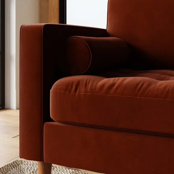 2-Seater Sofa - Orange, Velvet