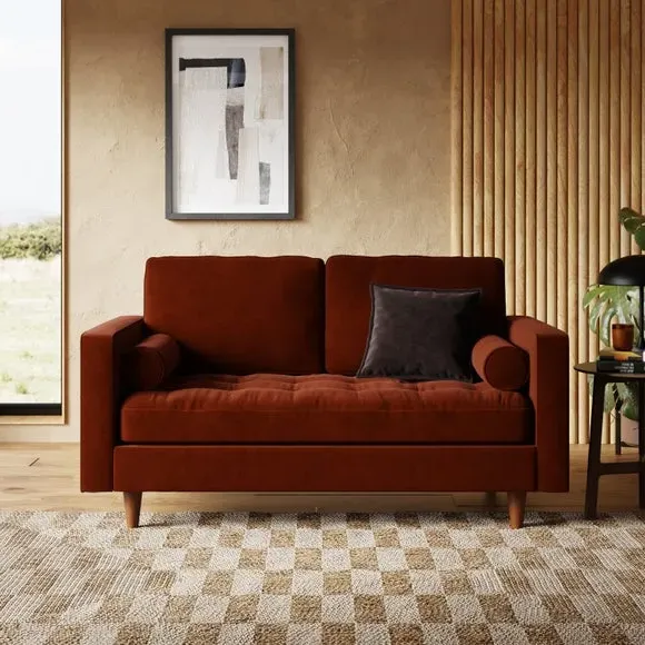 2-Seater Sofa - Orange, Velvet