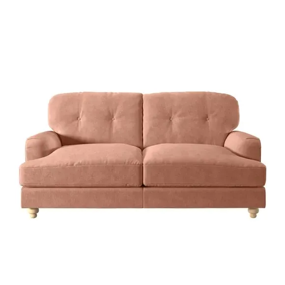 2-Seater Sofa Vintage Style - Apricot, Velvet