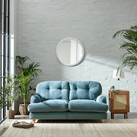 2-Seater Sofa Vintage Style - Aqua, Chenille