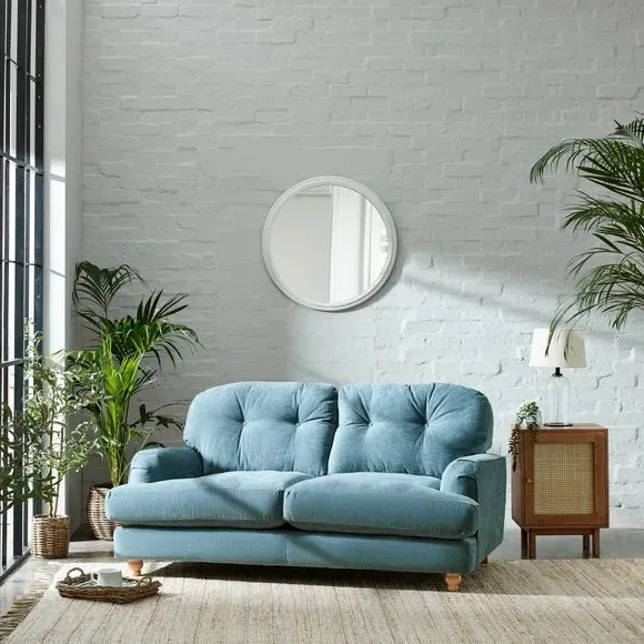 2-Seater Sofa Vintage Style - Aqua, Chenille