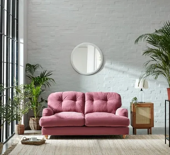 2-Seater Sofa Vintage Style - Berry, Chenille