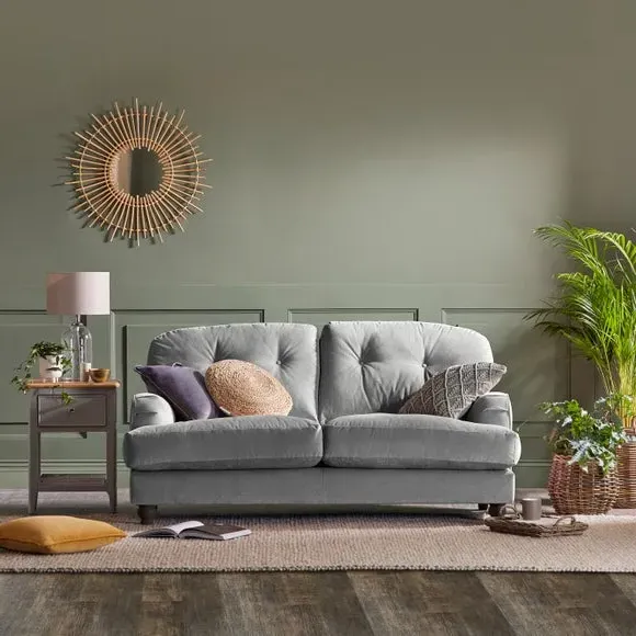 2-Seater Sofa Vintage Style - Grey, Velvet