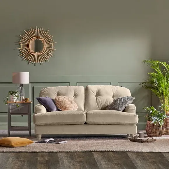 2-Seater Sofa Vintage Style - Sand, Velvet
