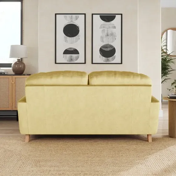 2-Seater Sofa Vintage Style - Yellow, Velvet
