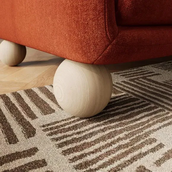 2-Seater Sofa with Ball Feet - Terracotta, Chenille