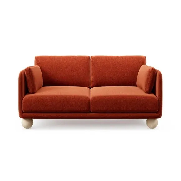 2-Seater Sofa with Ball Feet - Terracotta, Chenille