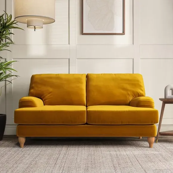2-Seater Sofa with Bandaged Arms - Amber Gold, Velvet image
