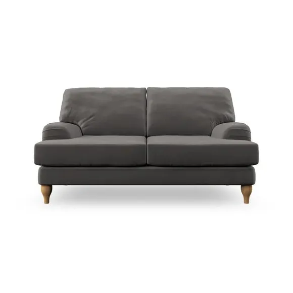2-Seater Sofa with Bandaged Arms - Charcoal, Velvet