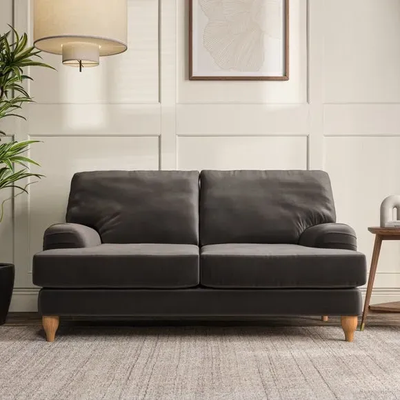 2-Seater Sofa with Bandaged Arms - Charcoal, Velvet