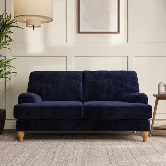 2-Seater Sofa with Bandaged Arms - Navy, Chenille