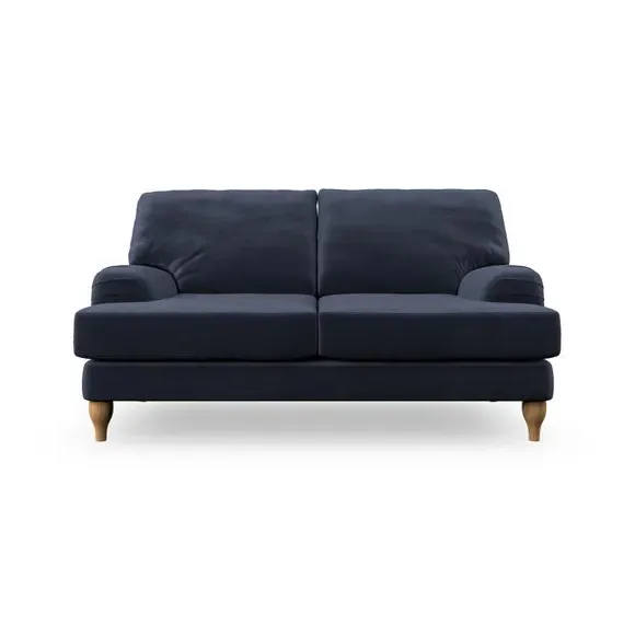 2-Seater Sofa with Bandaged Arms - Navy, Velvet