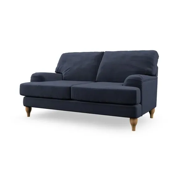 2-Seater Sofa with Bandaged Arms - Navy, Velvet