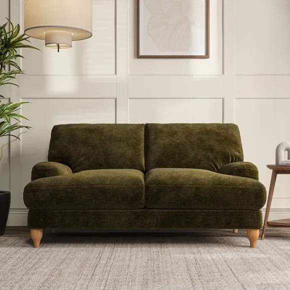 2-Seater Sofa with Bandaged Arms - Olive, Chenille
