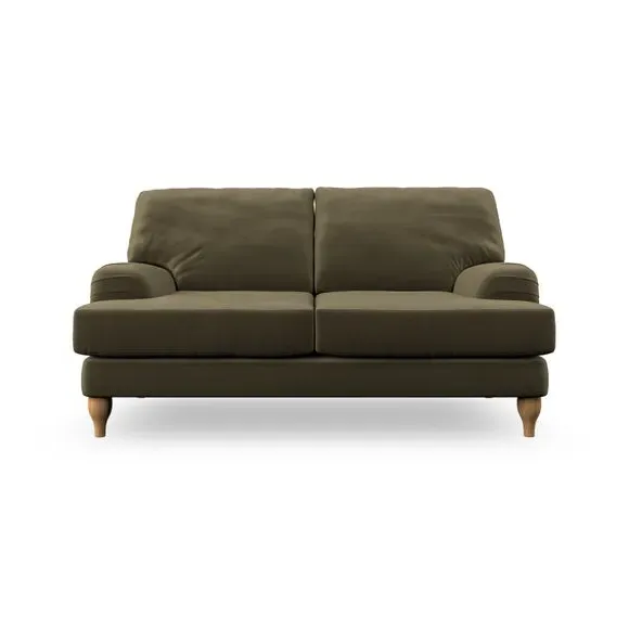 2-Seater Sofa with Bandaged Arms - Olive, Velvet