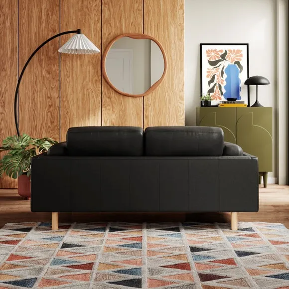 2-Seater Sofa with Birch Feet - Black, Leather