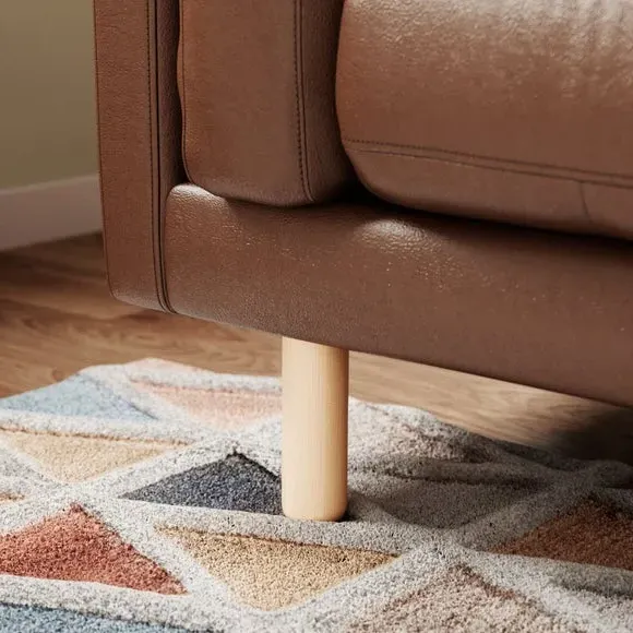 2-Seater Sofa with Birch Feet - Brown, Leather