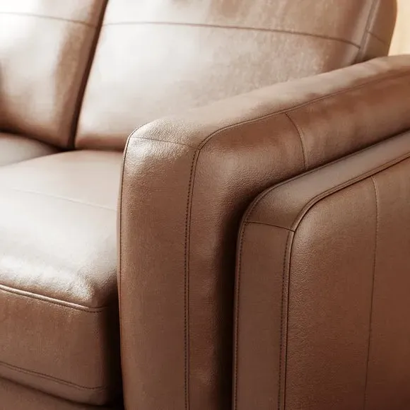 2-Seater Sofa with Birch Feet - Brown, Leather
