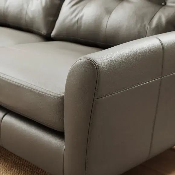 2-Seater Sofa with Birch Feet - Grey, Leather