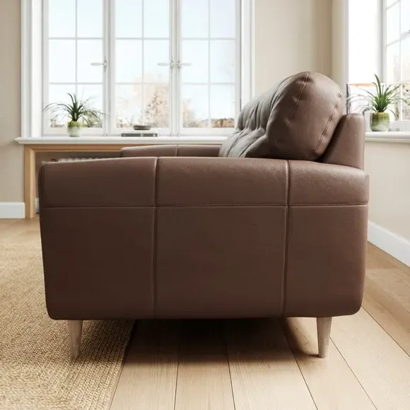 2-Seater Sofa with Birch Feet - Mocha, Leather