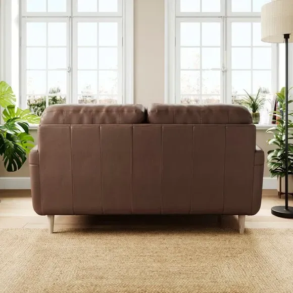 2-Seater Sofa with Birch Feet - Mocha, Leather