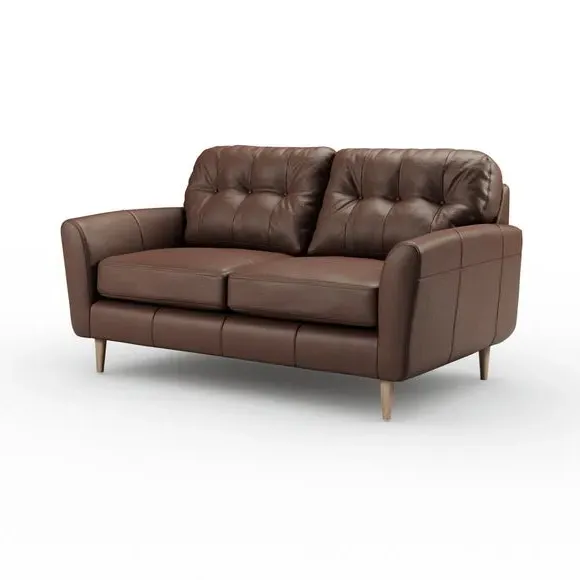 2-Seater Sofa with Birch Feet - Mocha, Leather