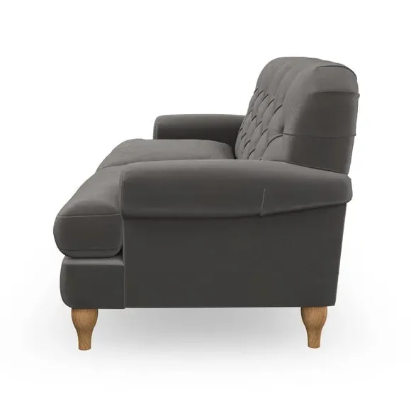 2-Seater Sofa with Button Detail - Charcoal, Velvet