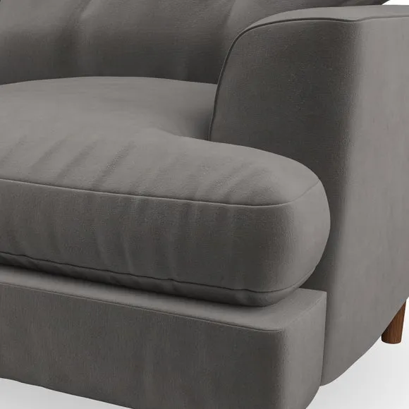 2-Seater Sofa with Button Detail - Charcoal, Velvet