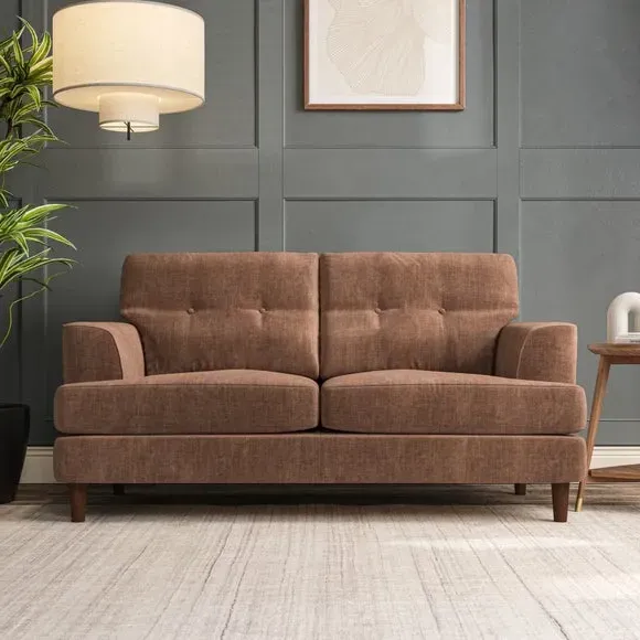 2-Seater Sofa with Button Detail - Clay, Chenille