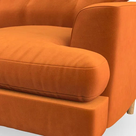2-Seater Sofa with Button Detail - Ginger, Velvet