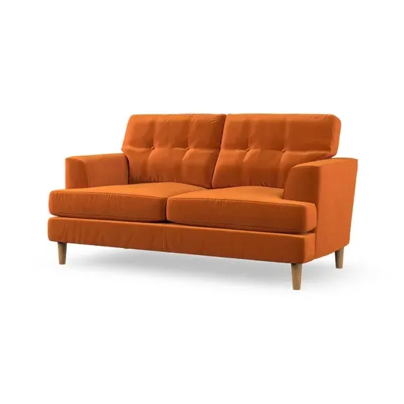 2-Seater Sofa with Button Detail - Ginger, Velvet