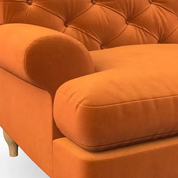 2-Seater Sofa with Button Detail - Ginger, Velvet