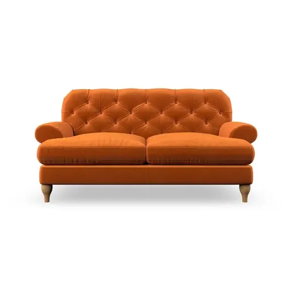 2-Seater Sofa with Button Detail - Ginger, Velvet