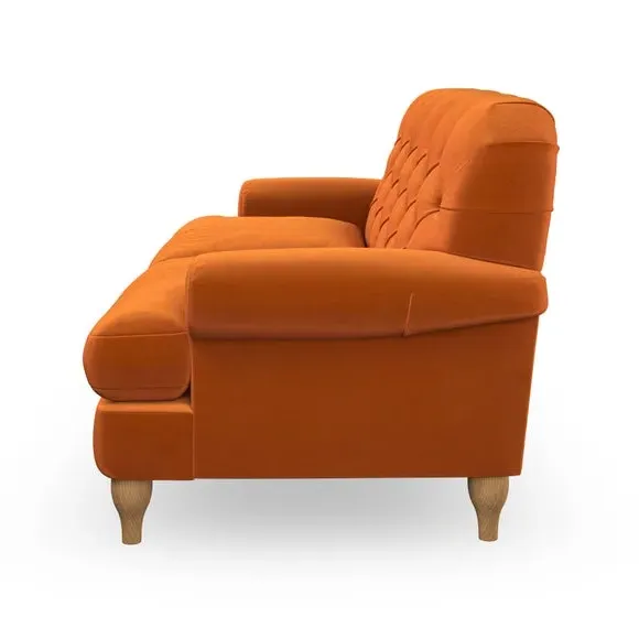 2-Seater Sofa with Button Detail - Ginger, Velvet