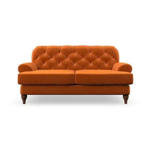 2-Seater Sofa with Button Detail - Ginger, Velvet