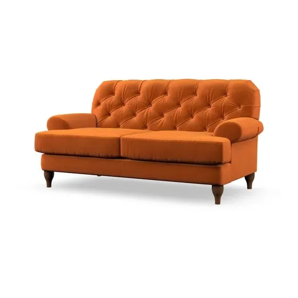2-Seater Sofa with Button Detail - Ginger, Velvet