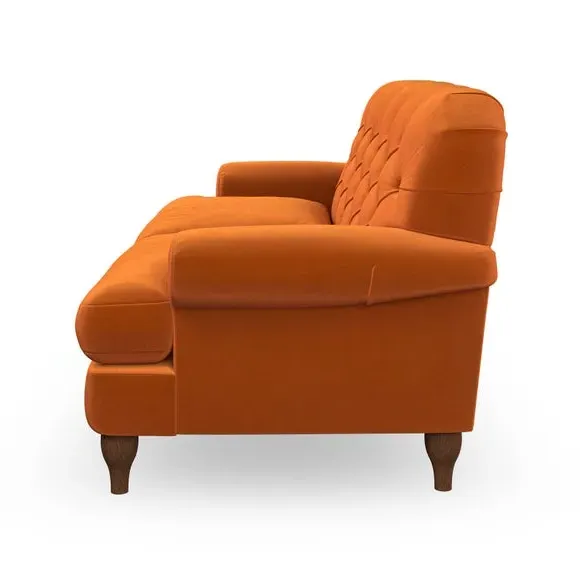 2-Seater Sofa with Button Detail - Ginger, Velvet