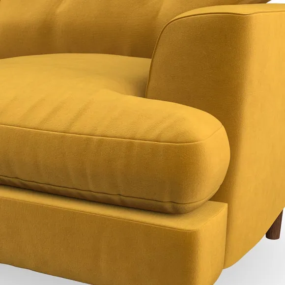 2-Seater Sofa with Button Detail - Gold, Velvet