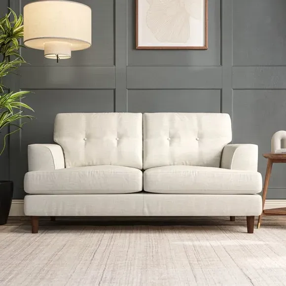 2-Seater Sofa with Button Detail - Ivory