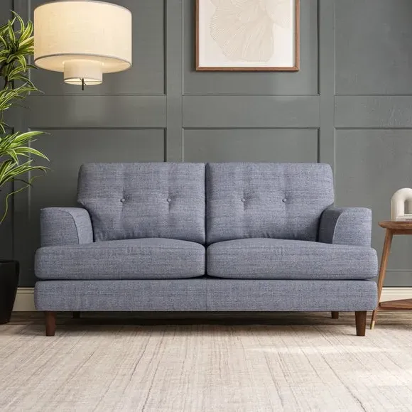 2-Seater Sofa with Button Detail - Navy