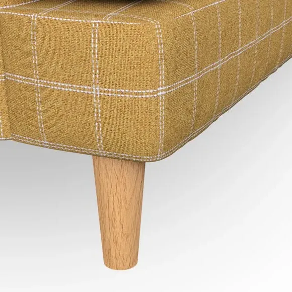 2-Seater Sofa with Button Detail - Ochre, Check