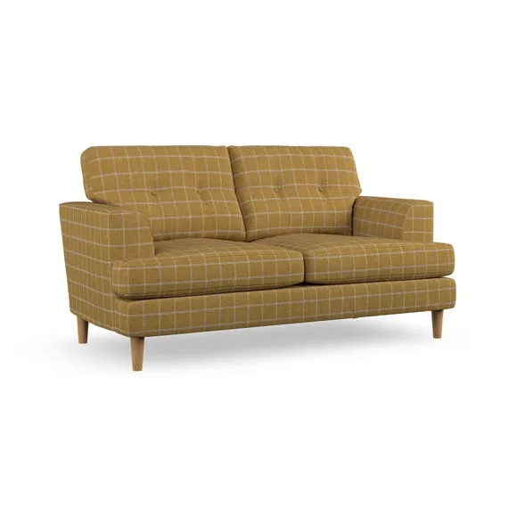 2-Seater Sofa with Button Detail - Ochre, Check