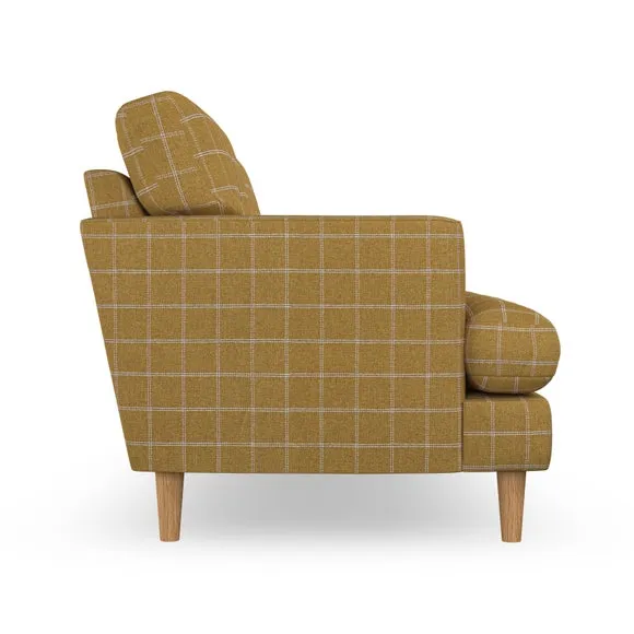 2-Seater Sofa with Button Detail - Ochre, Check