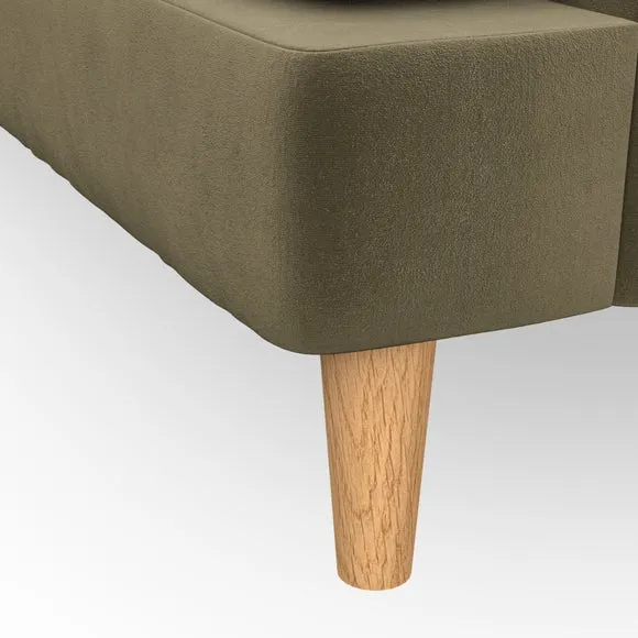 2-Seater Sofa with Button Detail - Olive, Velvet