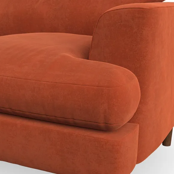 2-Seater Sofa with Button Detail - Orange, Velvet