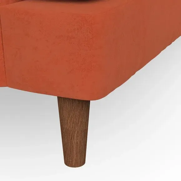 2-Seater Sofa with Button Detail - Orange, Velvet