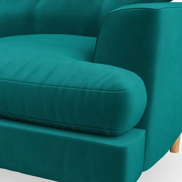 2-Seater Sofa with Button Detail - Peacock, Velvet