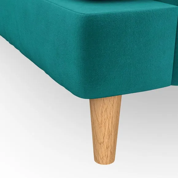 2-Seater Sofa with Button Detail - Peacock, Velvet